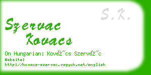 szervac kovacs business card